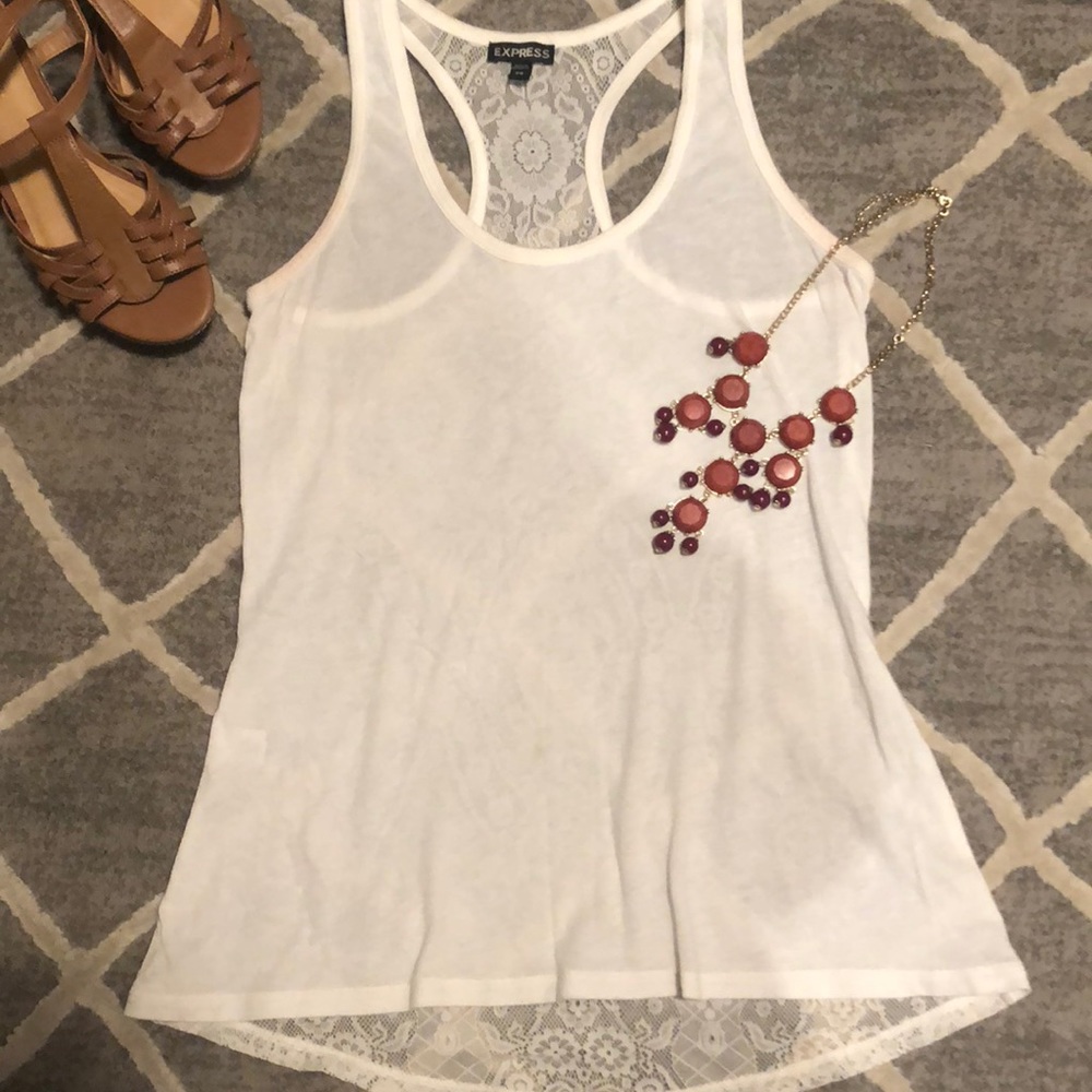 XS ivory lace back Express tank